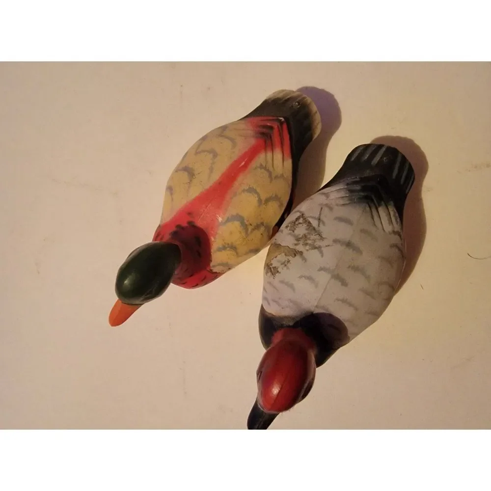 2 Miniature Duck Figurines Display Figures Made In Hong Kong 3